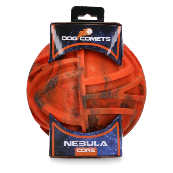 Aportovací míč s reliéfním povrchem a nepředvídatelným odskokem, oranžový, Ø 18 cm – Dog Comets Nebula Core