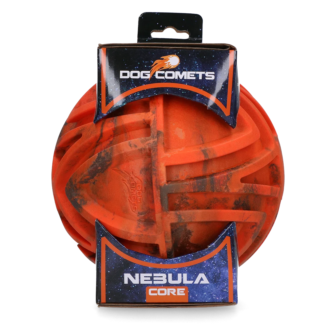 Aportovací míč s reliéfním povrchem a nepředvídatelným odskokem, oranžový, Ø 18 cm – Dog Comets Nebula Core - Obrázek 1