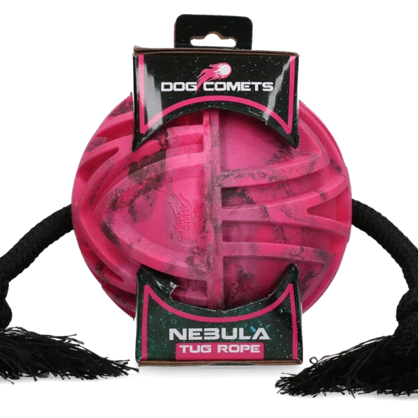 Psí míček s průběžným lanem a uzly, Ø 18 cm, růžový – Dog Comets Nebula Tug Rope