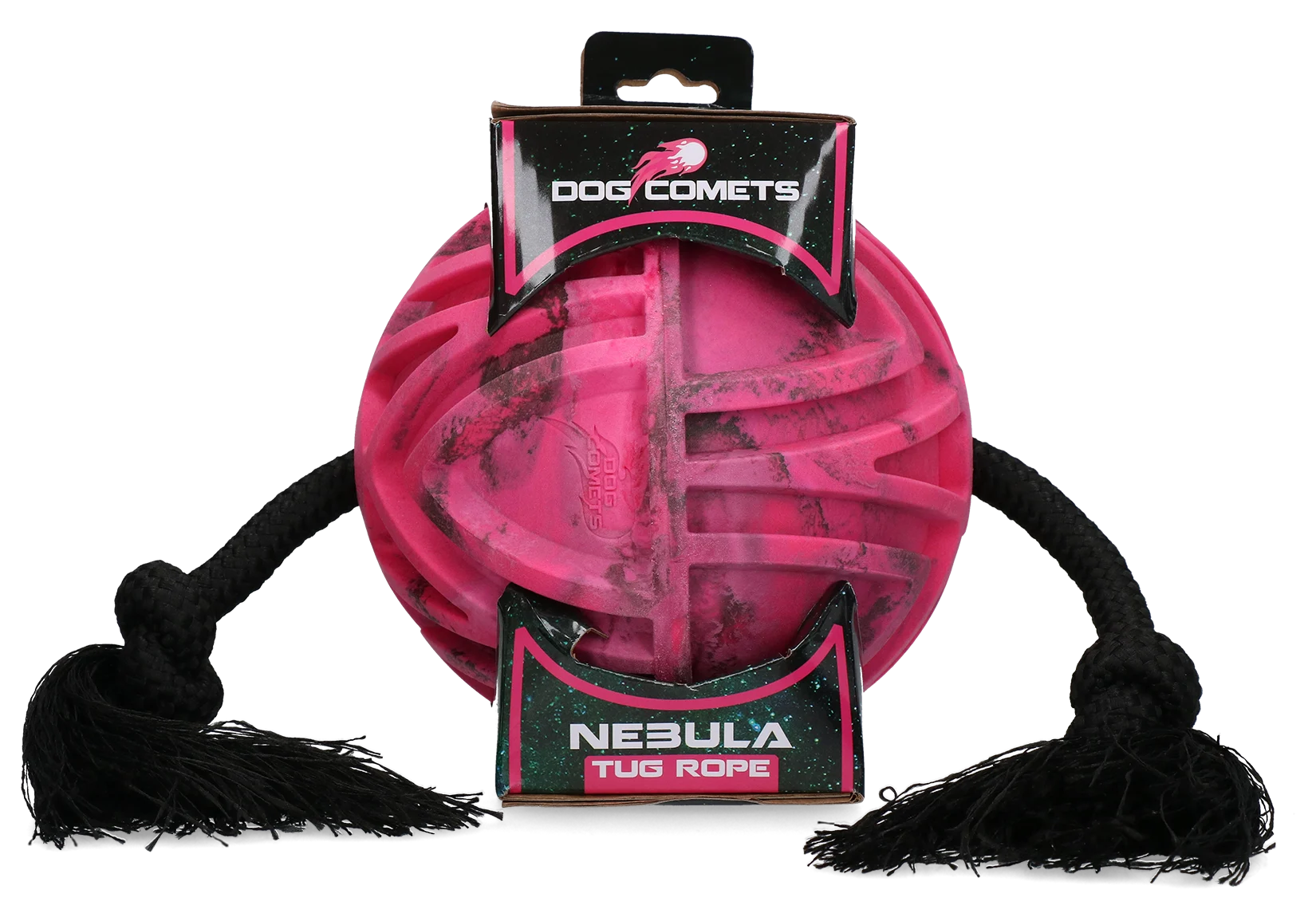 Psí míček s průběžným lanem a uzly, Ø 18 cm, růžový – Dog Comets Nebula Tug Rope - Obrázek 1