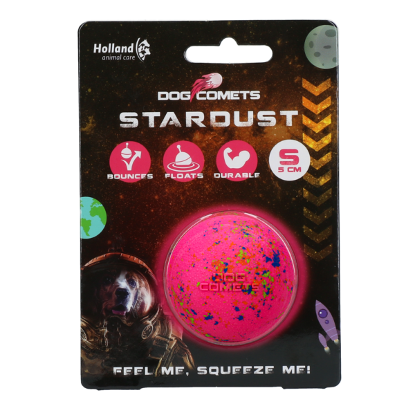 Gumový míček pro psy, růžový, S, 5 cm – Dog Comets Stardust