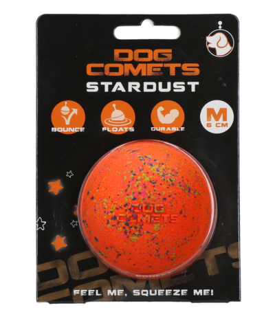 Gumový míč pro psy M, 6 cm, oranžový – Dog Comets Stardust