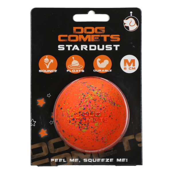 Gumový míč pro psy M, 6 cm, oranžový – Dog Comets Stardust