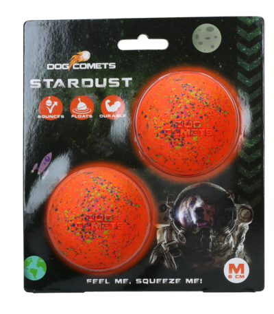 Gumový míč pro psy M, 6 cm, oranžový, 2 kusy – Dog Comets Stardust
