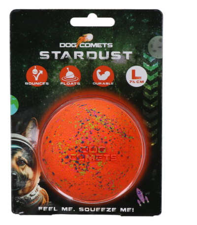 Gumový míček pro psy L, 7,5 cm, oranžový – Dog Comets Stardust