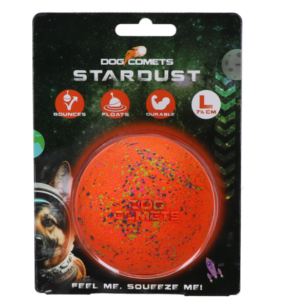 Gumový míček pro psy L, 7,5 cm, oranžový – Dog Comets Stardust