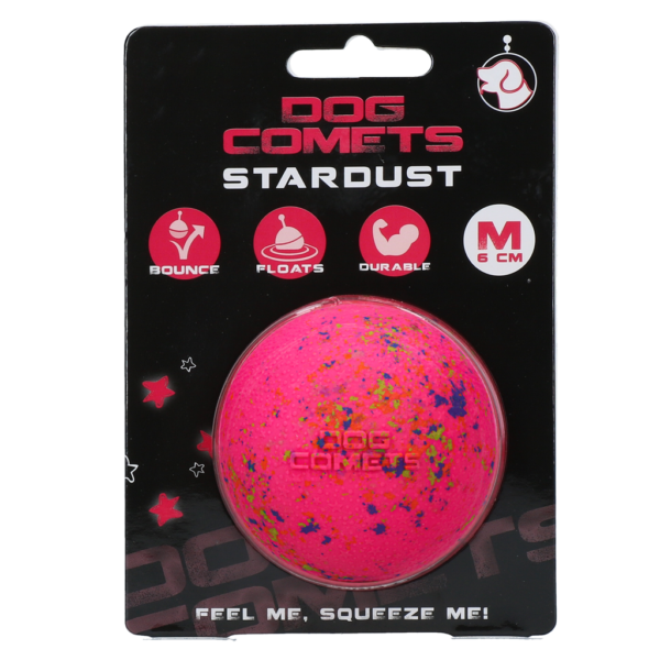 Gumový míček pro psy, růžový M, 6 cm – Dog Comets Stardust