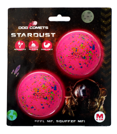 Gumový míček pro psy, růžový, M, 6 cm, 2 kusy – Dog Comets Stardust