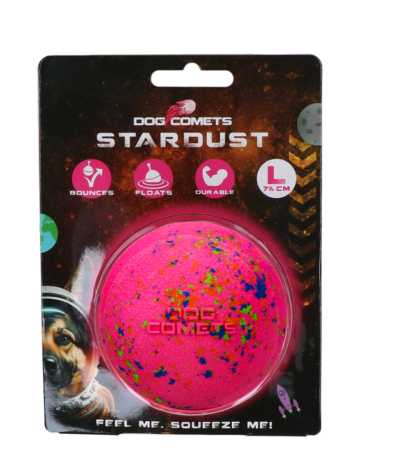Gumový míček pro psy, růžový L, 7,5 cm – Dog Comets Stardust