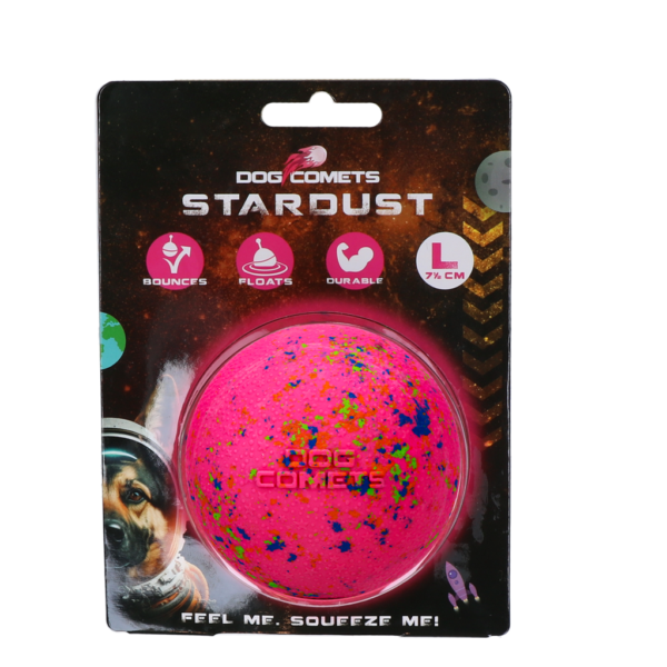 Gumový míček pro psy, růžový L, 7,5 cm – Dog Comets Stardust