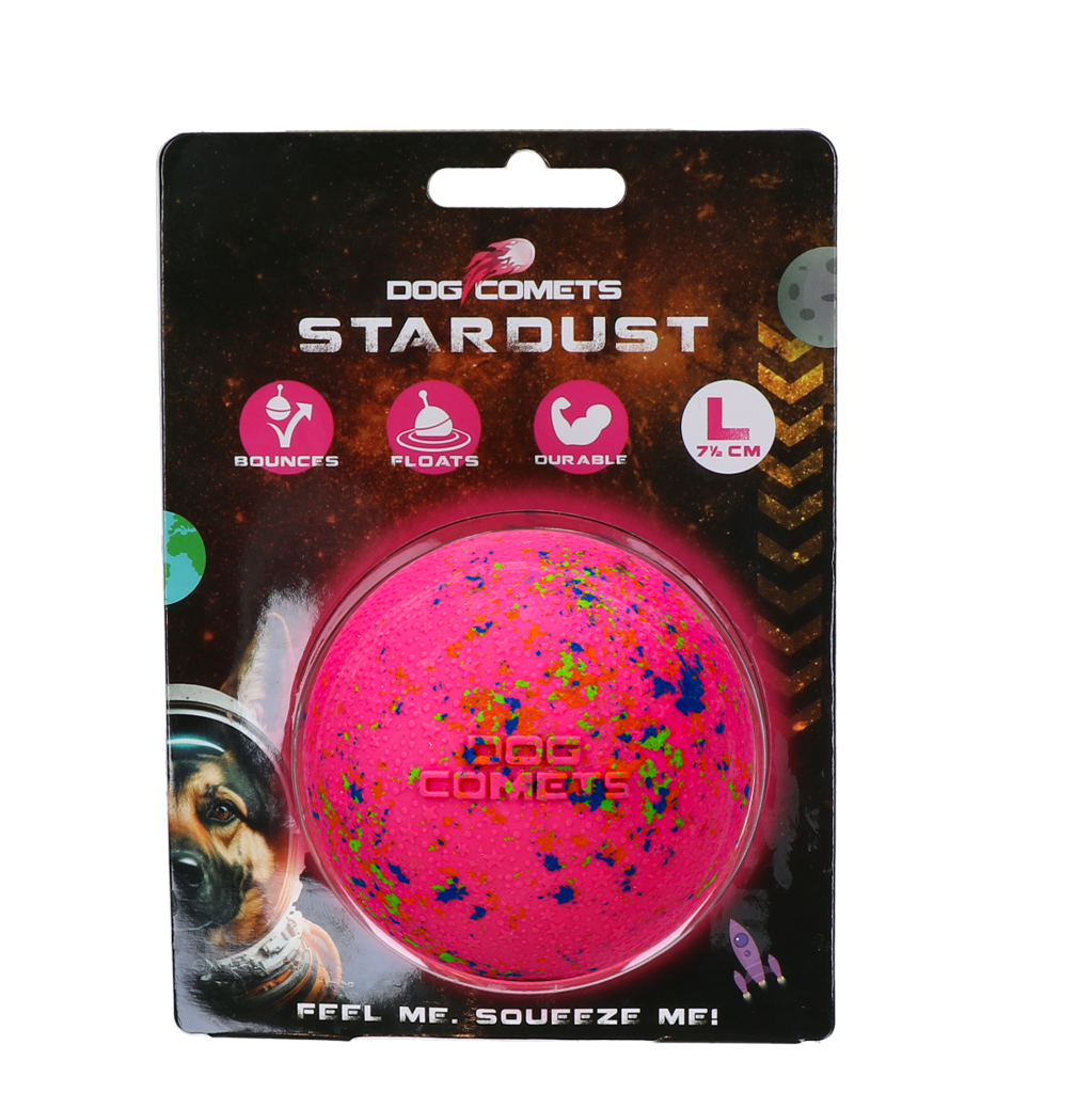 Hondenbal van Rubber, Roze L, 7,5 cm – Dog Comets Stardust Gumový míček pro psy, růžový L, 7,5 cm – Dog Comets Stardust