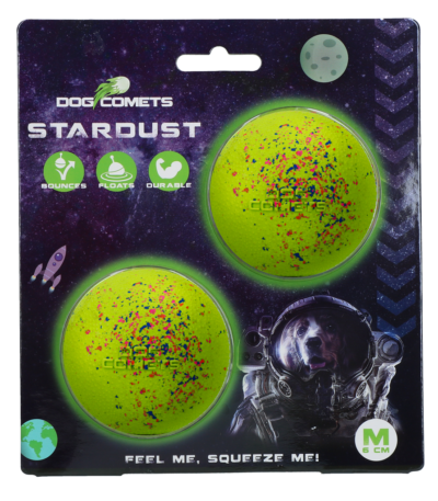 Gumový míček pro psy M, 6 cm, zelený, 2 ks – Dog Comets Stardust