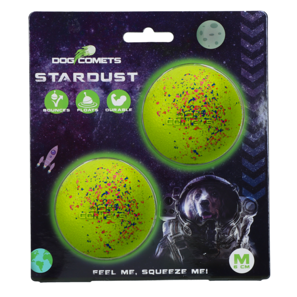 Gumový míček pro psy M, 6 cm, zelený, 2 ks – Dog Comets Stardust