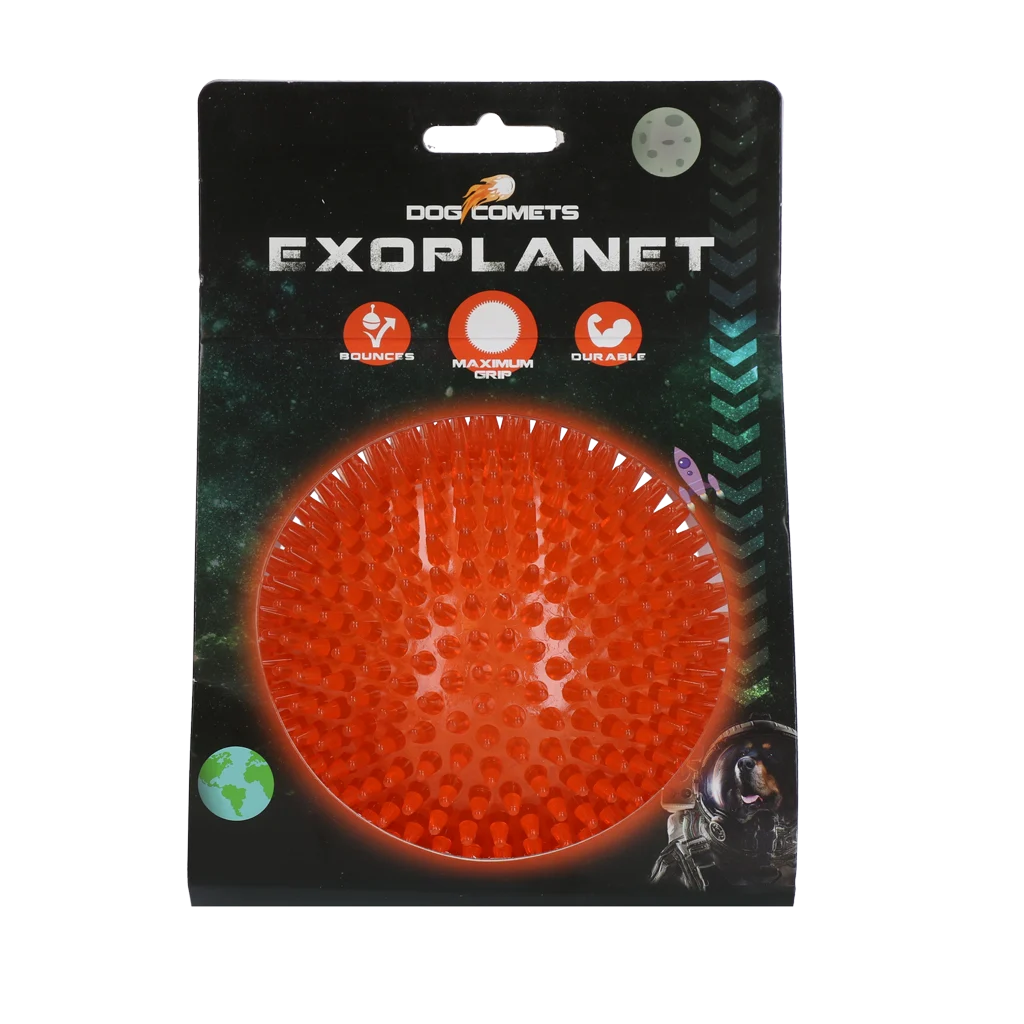 COME016P.png Ježčí míček pro psy s pískátkem, oranžový L, 10,5 cm – Dog Comets Exoplanet - Obrázek 1