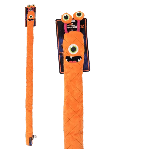 Velký plyšový pes s 3 pískátky, oranžový, 150 cm – Dog Comets Invaders XXL