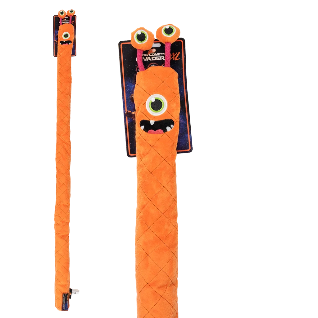 Velký plyšový pes s 3 pískátky, oranžový, 150 cm – Dog Comets Invaders XXL - Obrázek 1