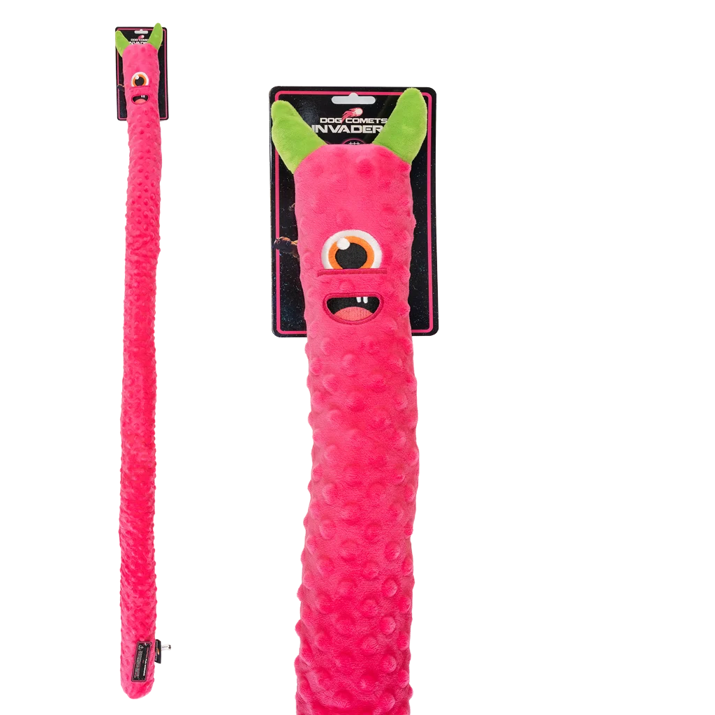 COME0182E-1-2.png Velký plyšový pes pro psy se 3 pískátky, růžový, 150 cm – Dog Comets Invaders XXL - Obrázek 1