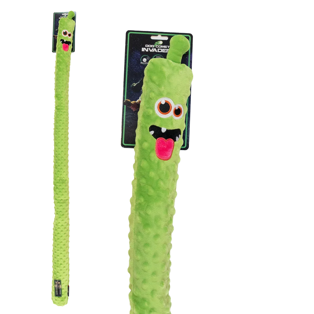 Velký plyšový pes s 3 pískátky, zelený, 150 cm – Dog Comets Invaders XXL - Obrázek 1