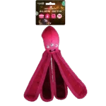 Hračka pro psy s pískátkem a šusticími chapadly, 28 cm, růžová – Dog Comets Alien Octo