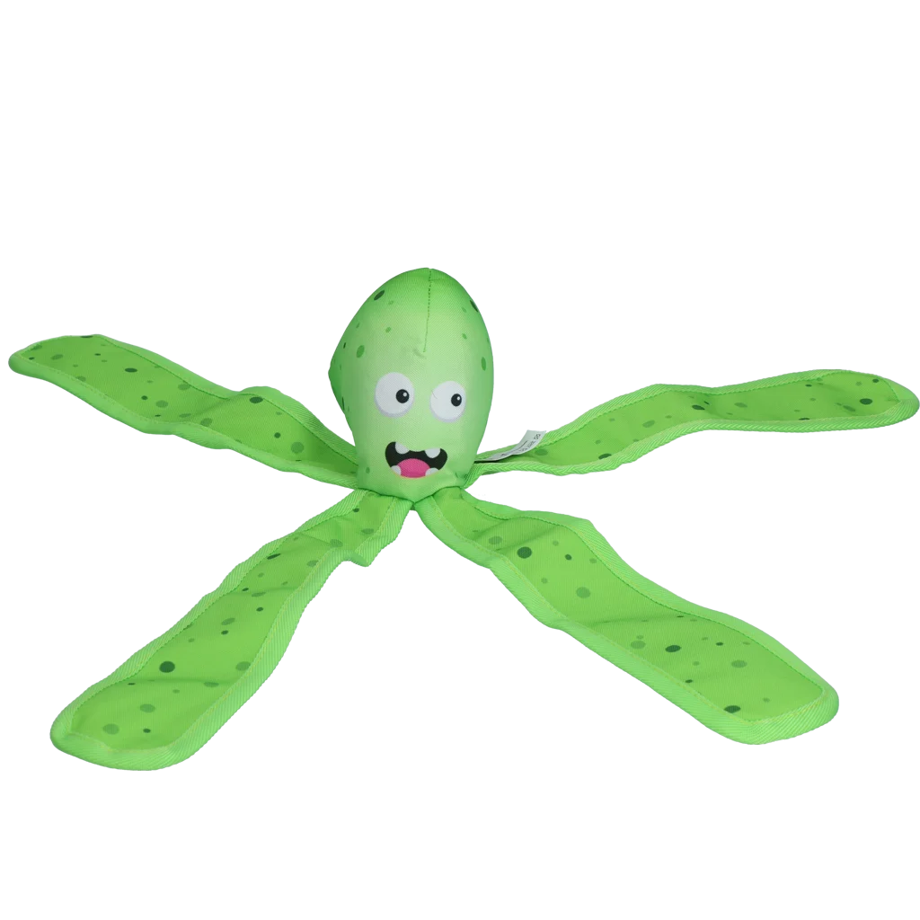 Hračka pro psa s pískátkem a šustícími chapadly, L 37 cm, zelená – Dog Comets Alien Octo - Obrázek 2