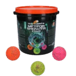 Gumové míčky pro psy s kbelíkem, 6 ks M – Dog Comets Meteor Shower