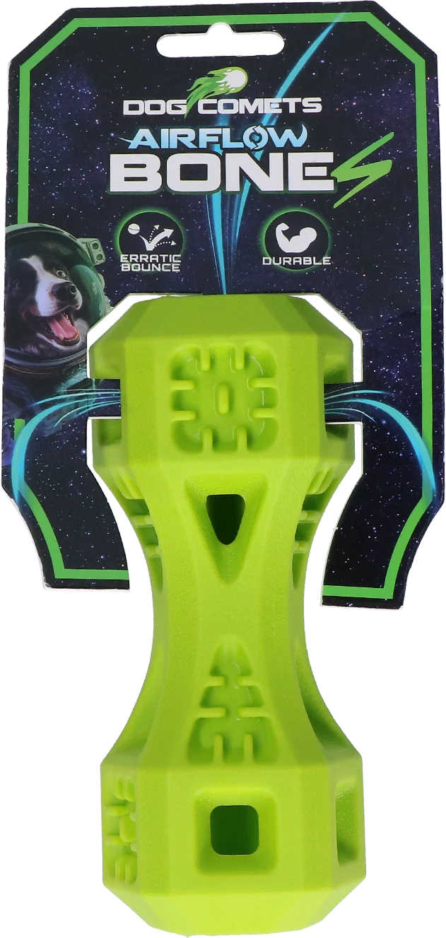 Aportovací kost s otvory, zelená S – Dog Comets Airflow Bone - Obrázek 1