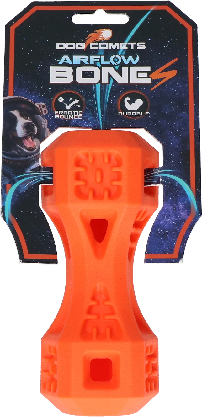 Aportovací kost s otvory, oranžová S – Dog Comets Airflow Bone - Obrázek 1