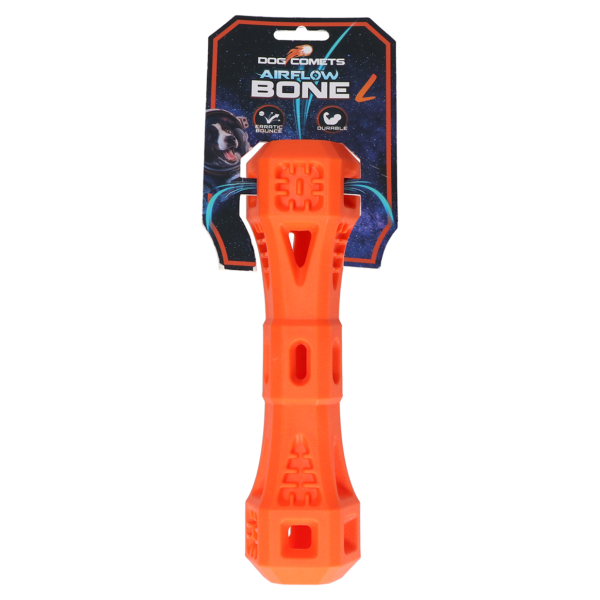 Aportovací kost s otvory, oranžová L – Dog Comets Airflow Bone