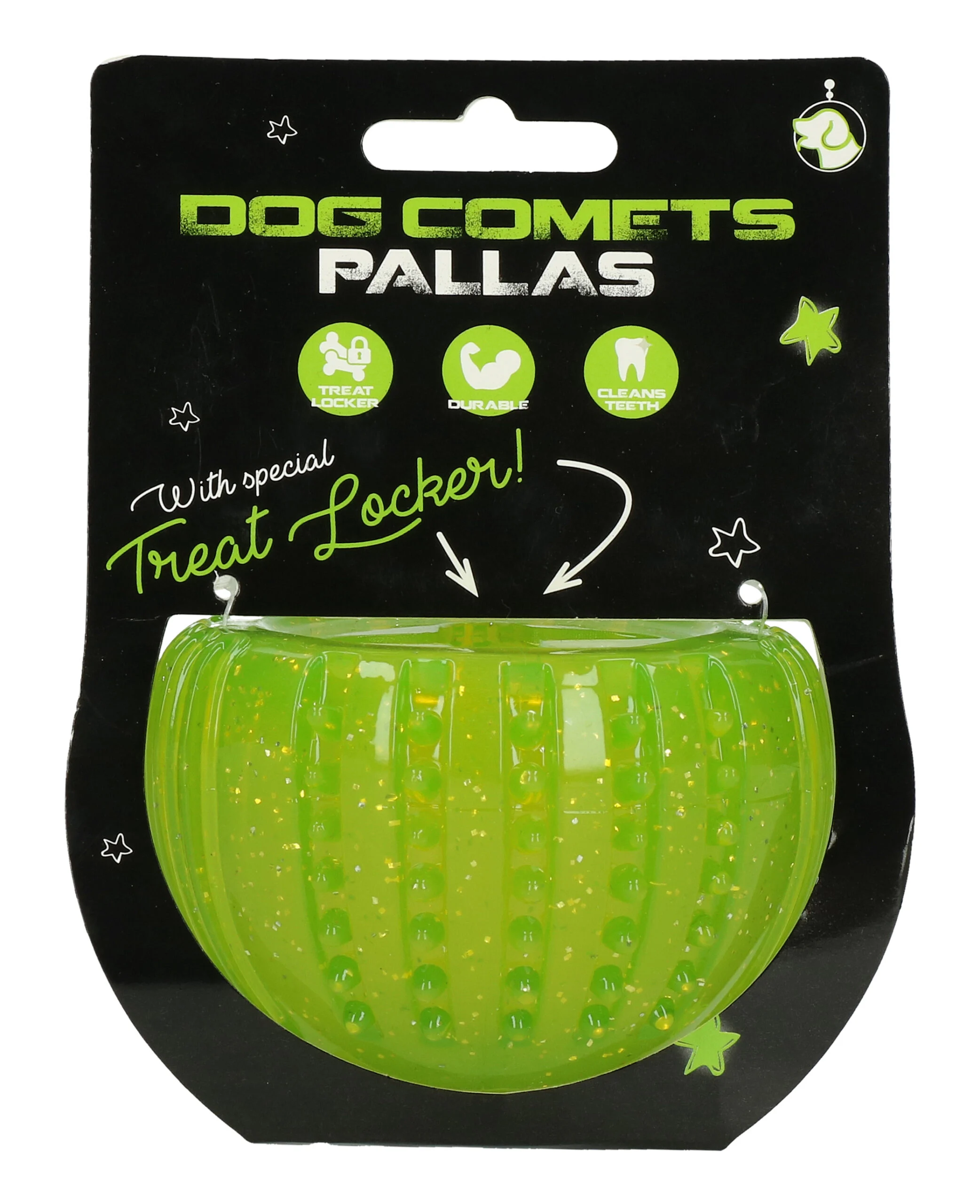 Motivační hračka z TPR gumy, zelená, ø 7 cm – Dog Comets Ceres - Treat Locker - Obrázek 1
