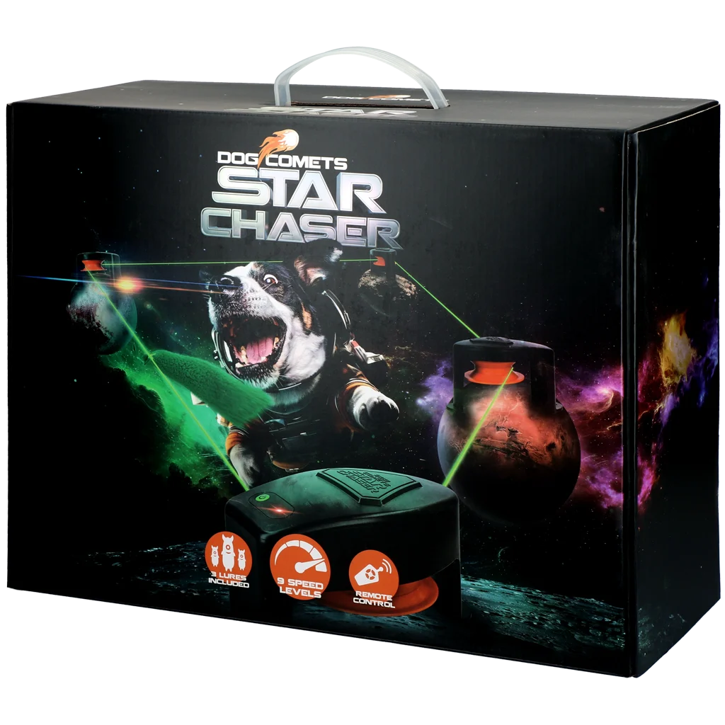 Hračka pro psy na běhání za návnadou s dálkovým ovládáním a 3 návnadami – Dog Comets Star Chaser - Obrázek 1