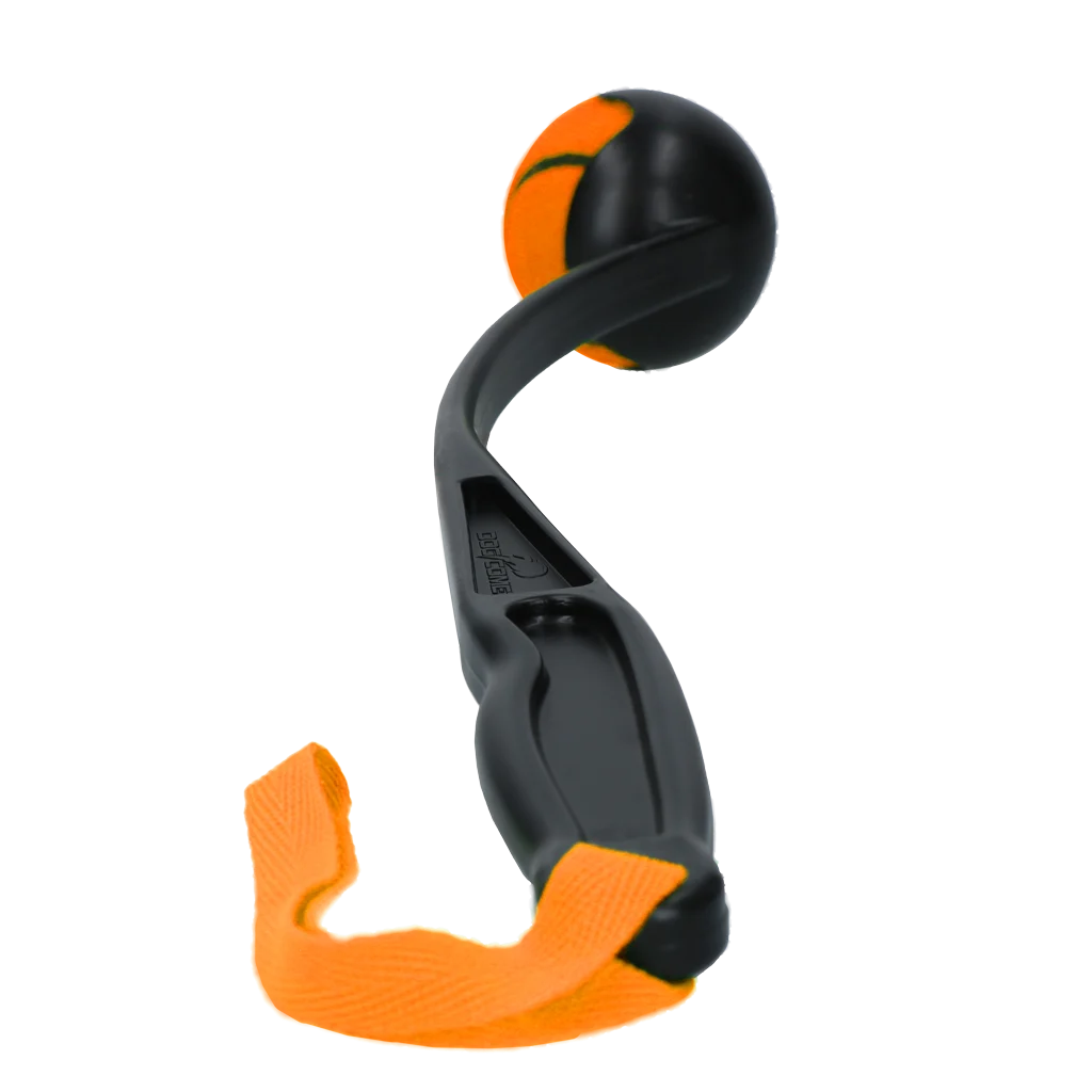 Házeč míčků pro psy s tenisovým míčkem M, 48 cm, oranžový – Dog Comets Launcher - Obrázek 3