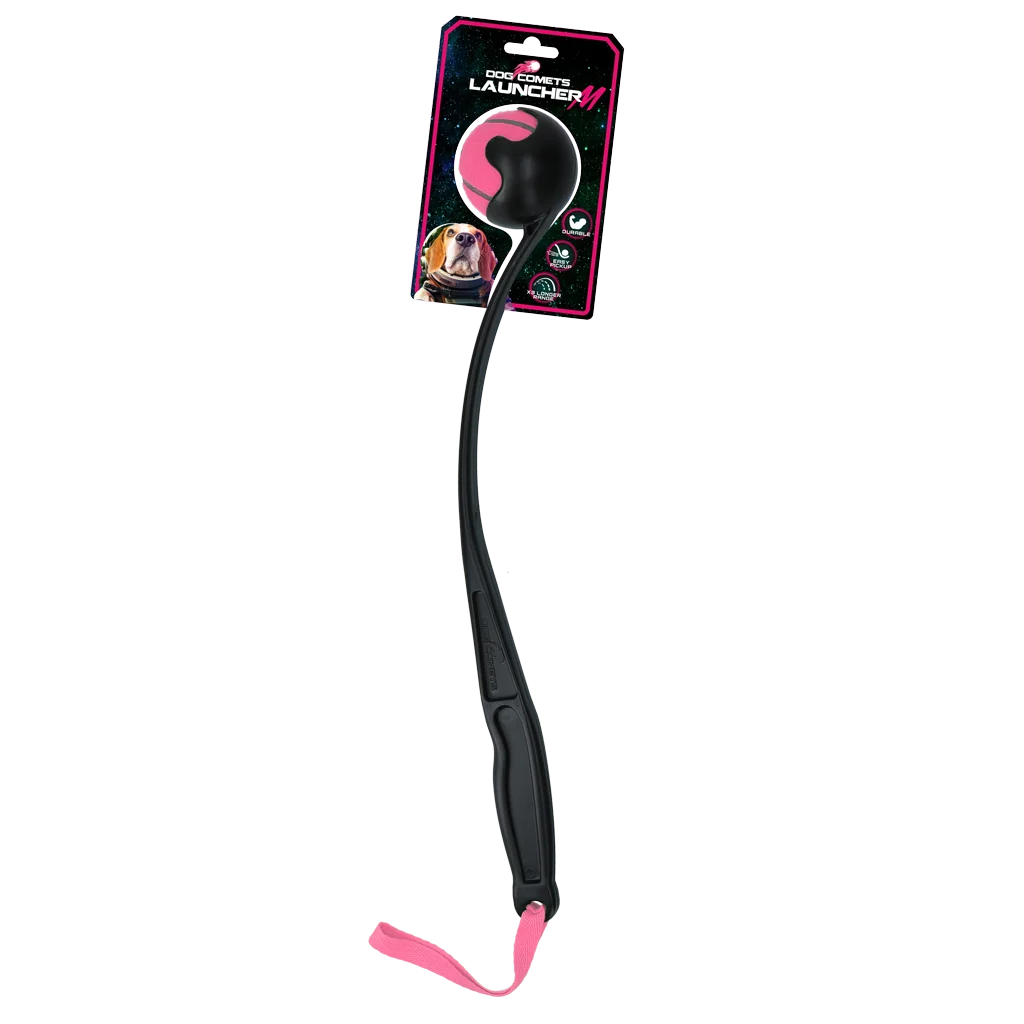 COME058B.png Házeč na tenisový míček pro psy M, 48 cm, růžový – Dog Comets Launcher - Obrázek 1
