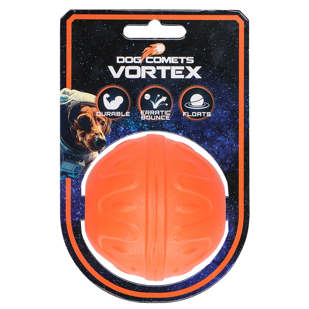 Míček pro psy s nepředvídatelným odskokem, plovoucí, oranžový – Dog Comets Vortex - Obrázek 1