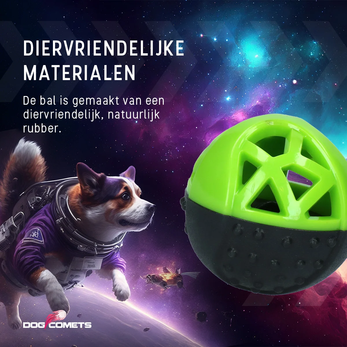 Gumový míček na pamlsky s pískátkem, zelený – Dog Comets Moonstone - Obrázek 6