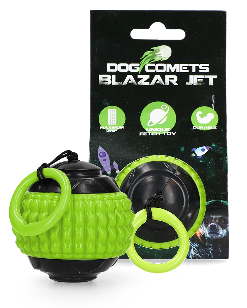 Psí míček se zasouvací šňůrkou, zelený – Dog Comets Blazar Jet - Obrázek 1
