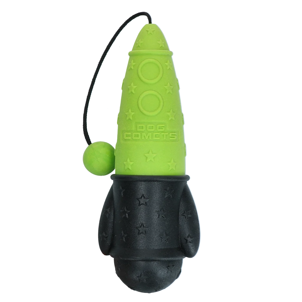 Aportovací hračka se šňůrou, plovoucí, Ø 65 x 235 mm, zelená – Dog Comets Bobber Rocket - Obrázek 2