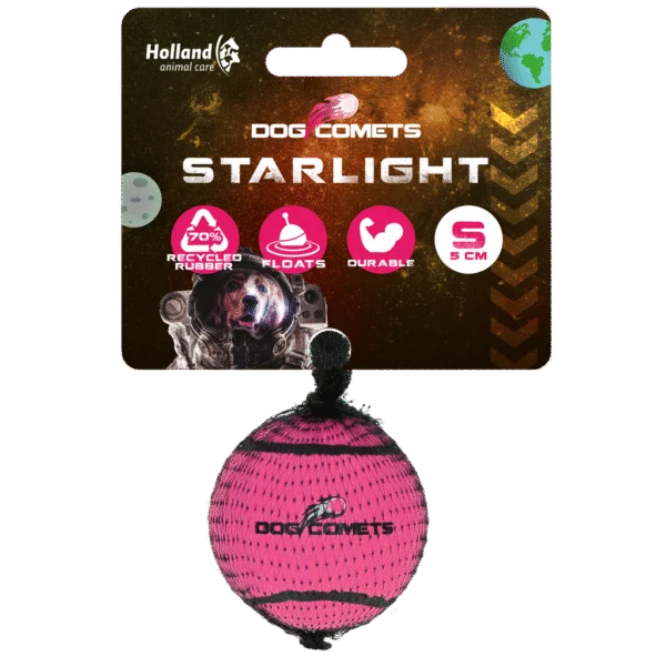 Plovoucí tenisový míček pro psy, růžový S, Ø 5 cm – Dog Comets Starlight