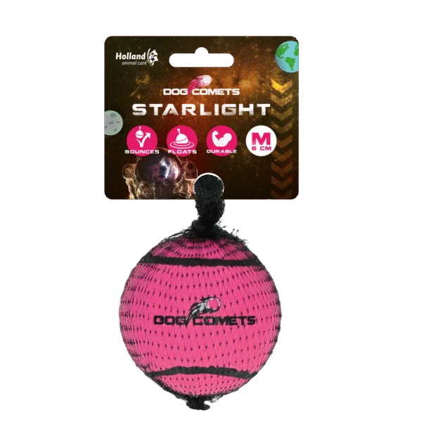 Tenisový míček pro psy, plovoucí, Ø 6 cm, růžový – Dog Comets Starlight