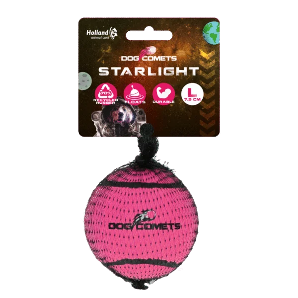 Tenisový míček pro psy, plovoucí, Ø 7,5 cm, růžový – Dog Comets Starlight