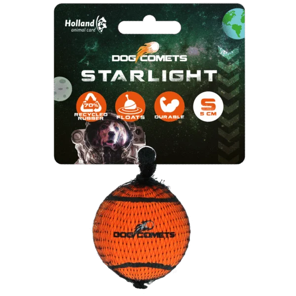 Tenisový míček pro psy, plovoucí, oranžový S, Ø 5 cm – Dog Comets Starlight