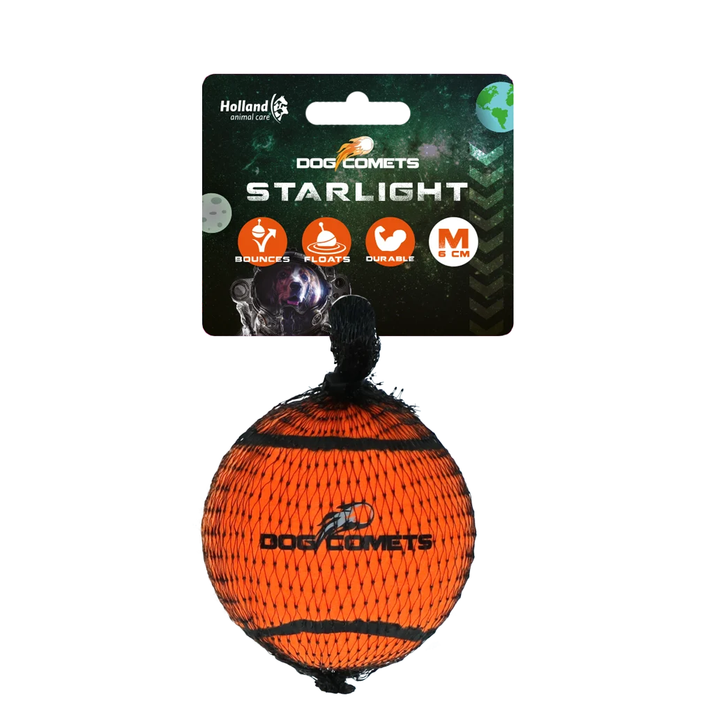 Plovoucí tenisový míček pro psy, Ø 6 cm, oranžový – Dog Comets Starlight - Obrázek 1