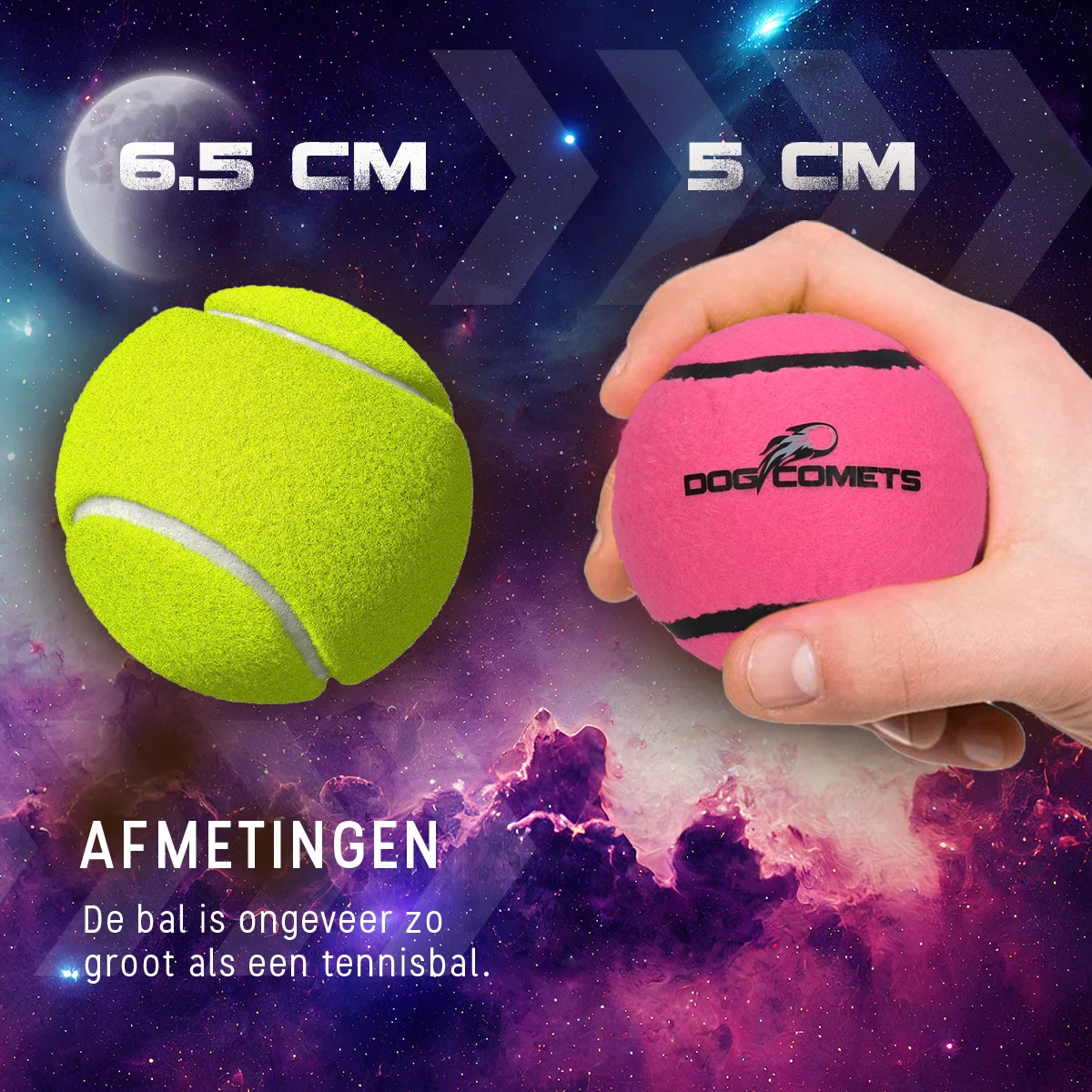 Plovoucí tenisový míček pro psy, růžový S, Ø 5 cm – Dog Comets Starlight - Obrázek 6