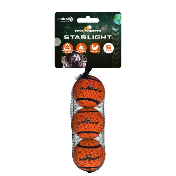 Tenisový míček pro psy, plovoucí, oranžový S, Ø 5 cm, 3 kusy – Dog Comets Starlight