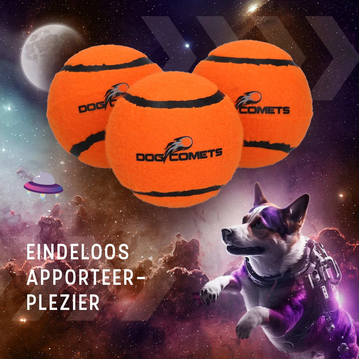 Plovoucí tenisový míček pro psy, Ø 7,5 cm, oranžový – Dog Comets Starlight - Obrázek 5