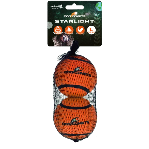Tenisový míček pro psy, plovoucí, Ø 7,5 cm, oranžový, 2 kusy – Dog Comets Starlight