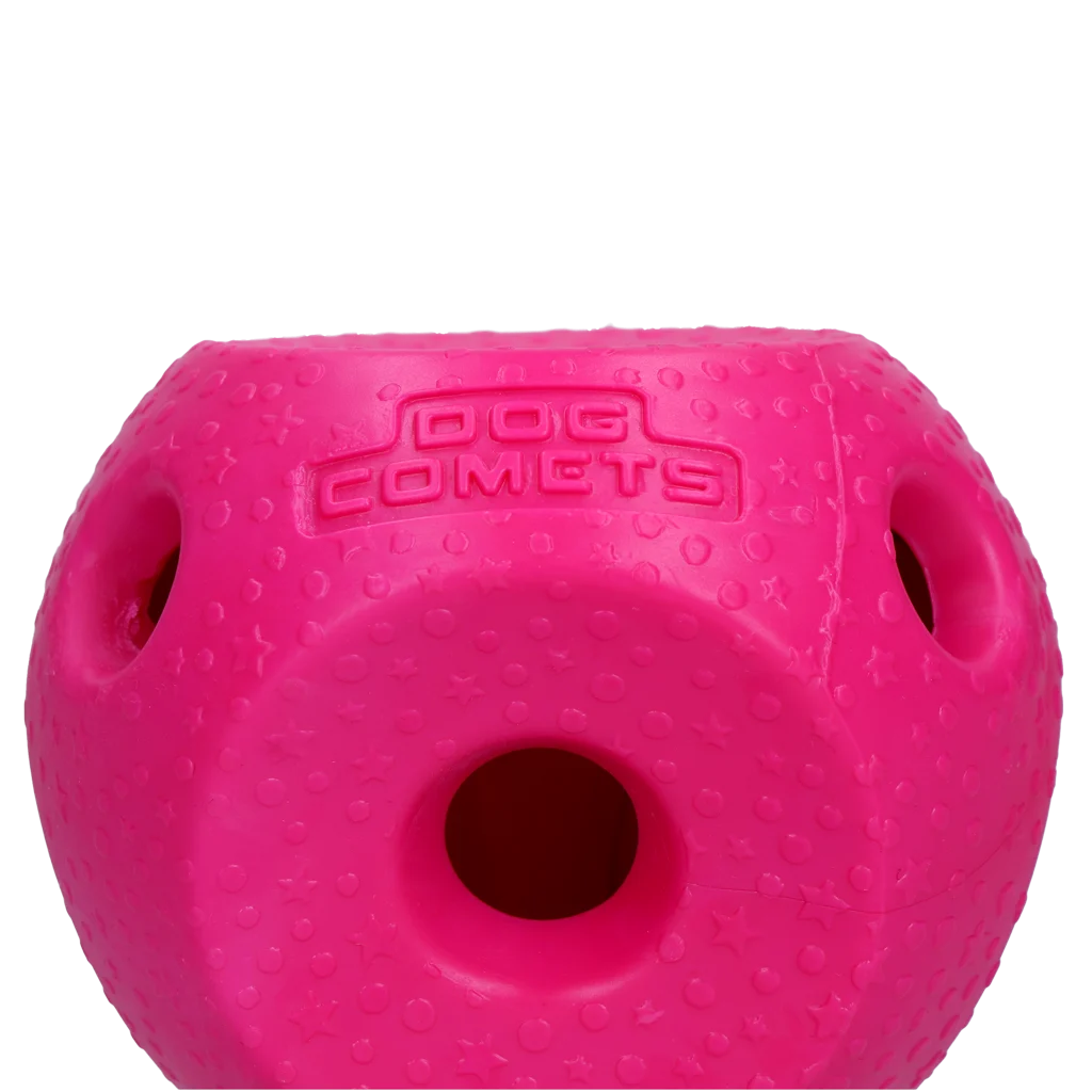 Míček na pamlsky pro psy z TPR gumy, růžový – Dog Comets Treat Lock Ball - Obrázek 2