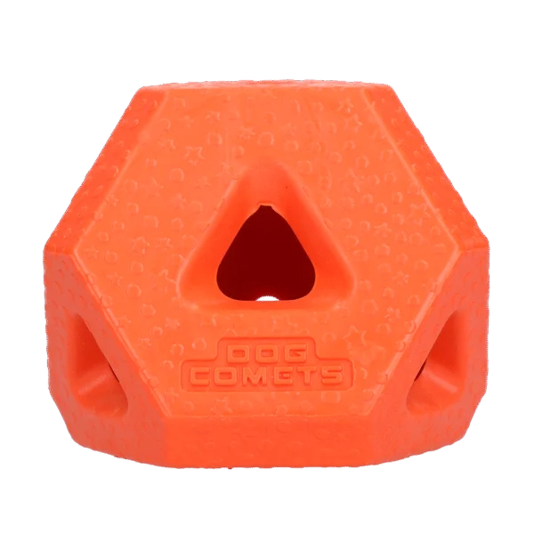 Kostka na pamlsky z TPR gumy na pamlsky a žvýkací tyčinky, oranžová – Dog Comets Treat Lock Cube