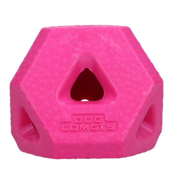 Kostka na pamlsky z TPR gumy na pamlsky a žvýkací tyčinky, růžová – Dog Comets Treat Lock Cube