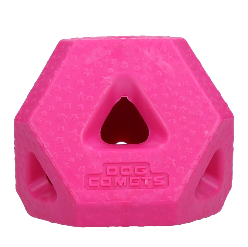 Kostka na pamlsky z TPR gumy na pamlsky a žvýkací tyčinky, růžová – Dog Comets Treat Lock Cube - Obrázek 1