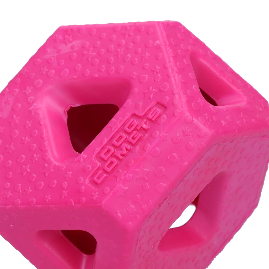 Kostka na pamlsky z TPR gumy na pamlsky a žvýkací tyčinky, růžová – Dog Comets Treat Lock Cube - Obrázek 2